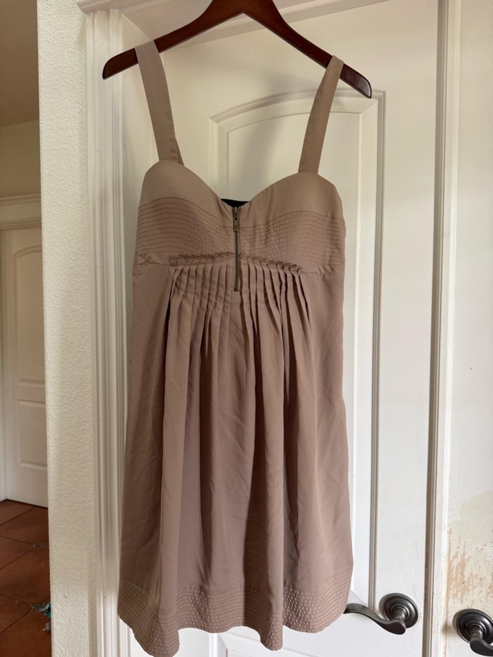 Jessica Simpson Satin Dress in Taupe Beige